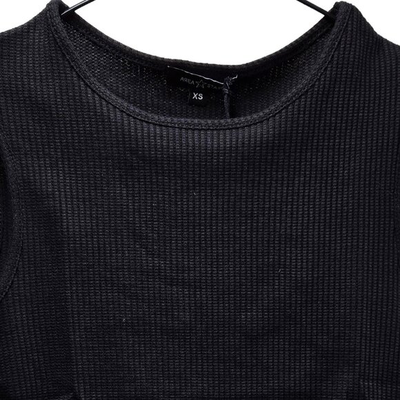 AREA STARS NWT BLACK CROPPED WAFFLE TANK TOP POLY COTTON BLEND SIZE X-SMALL - Picture 3 of 10